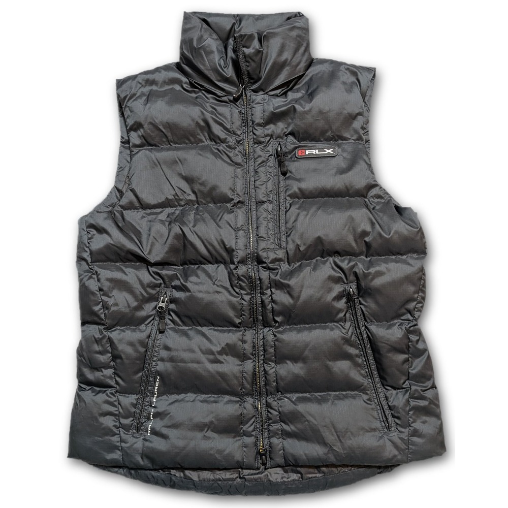 Ralph Lauren RLX Mens Puffer Vest Black Down Insulated Zip Pockets Size Small